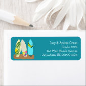 サーフボードビーチをテーマにした差出人住所ラベル ラベル (インサイチュ)