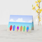 サーフボードビーチグリーティングカード カード (黄色い花)