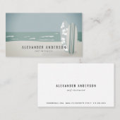 サーフボードビーチサーフインストラクターショップブルー 名刺 (正面/裏面)