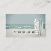 サーフボードビーチサーフインストラクターショップブルー 名刺 (正面)