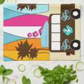 サーフボードビーチバムサーフィンヒッパイバン キッチンタオル (折り畳み)