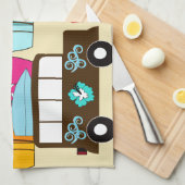 サーフボードビーチバムサーフィンヒッパイバン キッチンタオル (四つ折り)