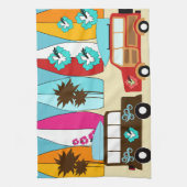 サーフボードビーチバムサーフィンヒッパイバン キッチンタオル (縦)