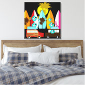 サーフボードビーチバムサーフィンヒッパイバン キャンバスプリント (インサイチュ (寝室))