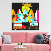 サーフボードビーチバムサーフィンヒッパイバン キャンバスプリント (インサイチュ (リビング))