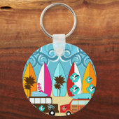 サーフボードビーチバムサーフィンヒッパイバン キーホルダー (正面)