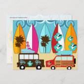 サーフボードビーチバムサーフィンヒッパイバン ポストカード (正面/裏面)