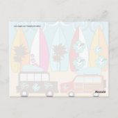 サーフボードビーチバムサーフィンヒッパイバン ポストカード (裏面)