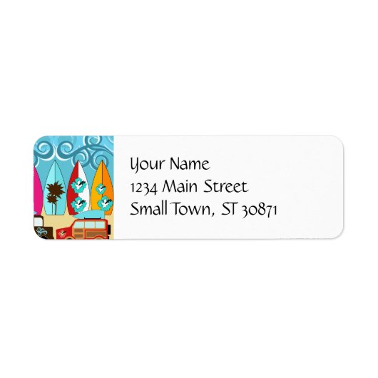 サーフボードビーチバムサーフィンヒッパイバン ラベル (正面)