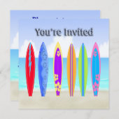 サーフボードビーチパーティの招待状 招待状 (正面/裏面)