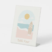 サーフボードビーチベビーシャワーテーブル番号 台座サイン (正面)