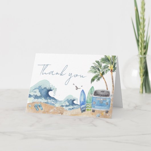 サーフボードビーチベビーシャワー サンキューカード (正面)