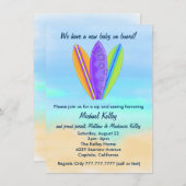 サーフボードビーチベビーsipとseeシャワーパーティー 招待状 (正面/裏面)