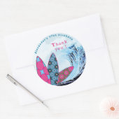 サーフボードビーチ誕生日パーティー ラウンドシール (封筒)