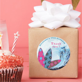 サーフボードビーチ誕生日パーティー ラウンドシール