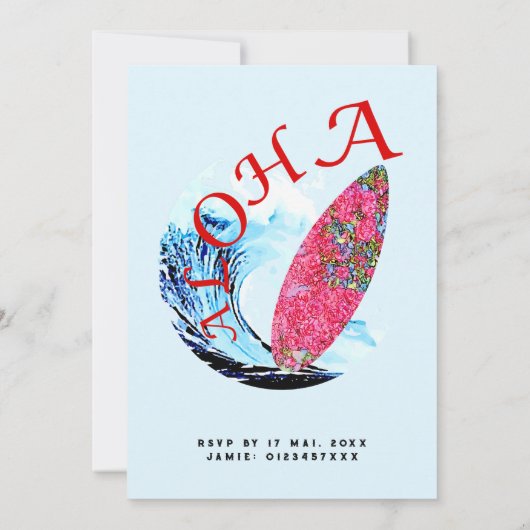 サーフボードビーチ誕生日パーティー 招待状 (裏面)