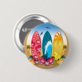 サーフボードビーチ 缶バッジ (正面&裏面)