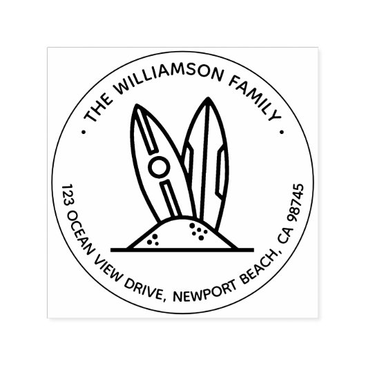 サーフボードファミリ名ラウンド差出人住所 セルフインキングスタンプ (デザイン)