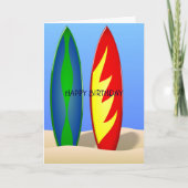サーフボードレトロサーフ誕生日 カード (正面)
