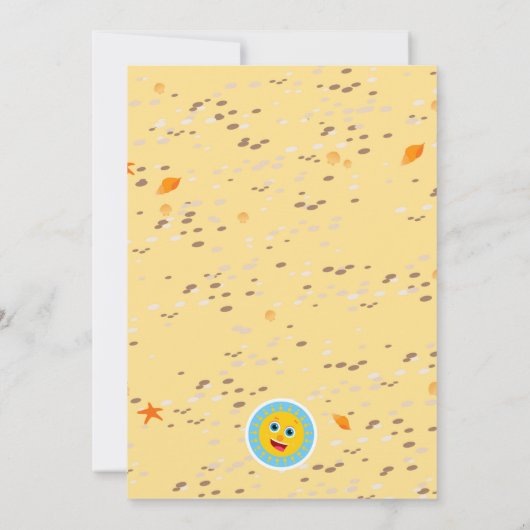 サーフボード上のビーチ子供の誕生日パーティー 招待状 (裏面)