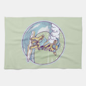 サーフボード上の漫画のヤギ キッチンタオル (横)