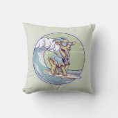 サーフボード上の漫画のヤギ クッション (正面)