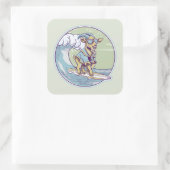 サーフボード上の漫画のヤギ スクエアシール (バッグ)