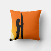 サーフボード付きオレンジサンセットサーファーガール クッション (裏面)