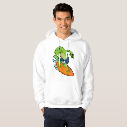 サーフボード付きサーファーとしてのカエル パーカ (正面フル)