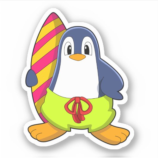 サーフボード付きサーファーとしてのペンギン シール (正面)