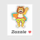 サーフボード付きサーファーとしてのライオン シール (シート)