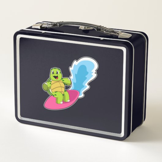サーフボード付きサーファーとして亀 メタルランチボックス (裏面)