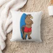 サーフボード付きサーファーとして馬 クッション (ブランケット)