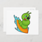 サーフボード付きサーファーのキャタピラー ポストカード (正面/裏面)