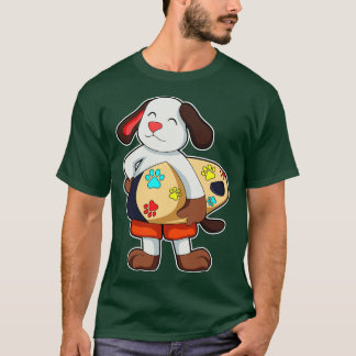 サーフボード付きサーファー犬 Tシャツ