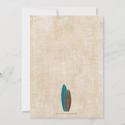 サーフボード付きサーフベビーシャワー招待状 招待状 (裏面)