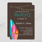 サーフボード付きベビーシャワー招待状- BabyQベビー 招待状 (正面/裏面)