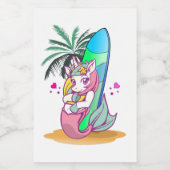 サーフボード付きユニコーンビーチ フードラベル (シングルラベル)