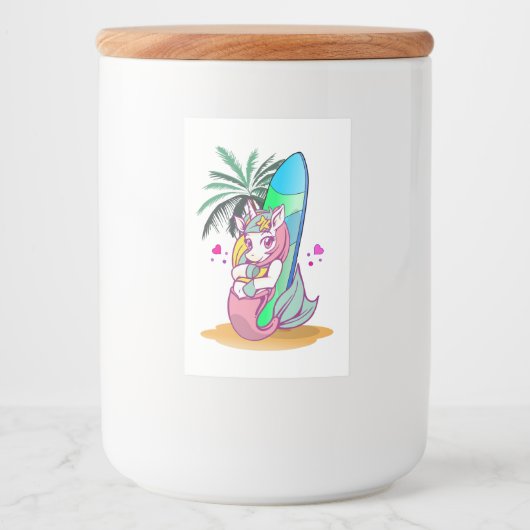 サーフボード付きユニコーンビーチ フードラベル (正面)