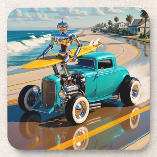 サーフボード付きヴィンテージロボット，ビーチ コースター (正面)