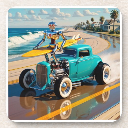 サーフボード付きヴィンテージロボット，ビーチ コースター (正面)