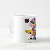 サーフボード付き漫画ユニコーン コーヒーマグカップ (正面左)