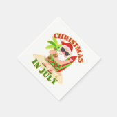 サーフボード付き7月のクリスマス スタンダードカクテルナプキン (角)