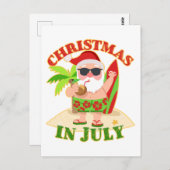 サーフボード付き7月のクリスマス ポストカード (正面/裏面)