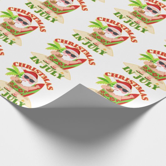 サーフボード付き7月のクリスマス ラッピングペーパー (角)