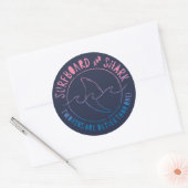 サーフボード及びシャークおもしろいサーファーサーフィンサマー ラウンドシール (封筒)