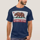 サーフボード国旗にカリフォルニア共和国ベア Tシャツ (正面)