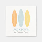 サーフボード子供の誕生日パーティー スタンダードカクテルナプキン (正面)