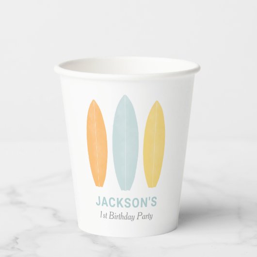 サーフボード子供の誕生日パーティー 紙コップ (正面)