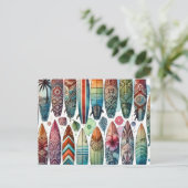 サーフボード水彩 ポストカード (スタンド正面)